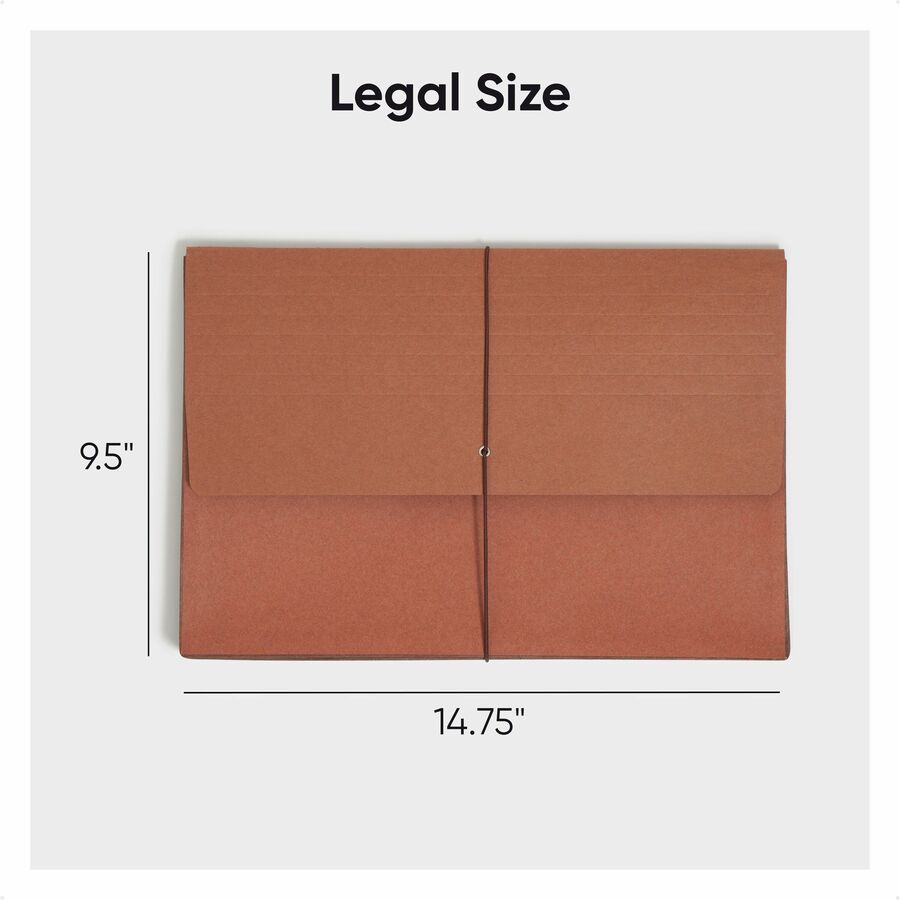 Smead Legal Recycled File Wallet - 8 1/2" x 14" - 5 1/4" Expansion - Redrope - Elastic Closure Flap, Tear Resistant Guss