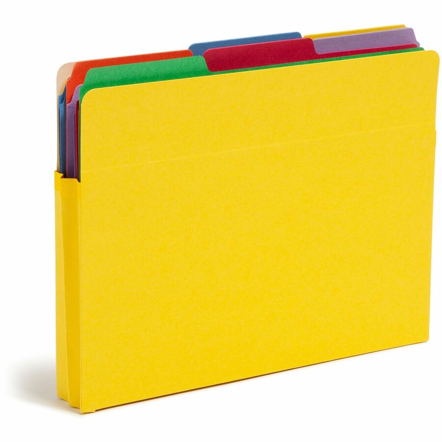 Smead Straight Tab Cut Letter Recycled File Pocket - 8 1/2" x 11" - 1 3/4" Expansion - Top Tab Location - 9 pt. - Yellow