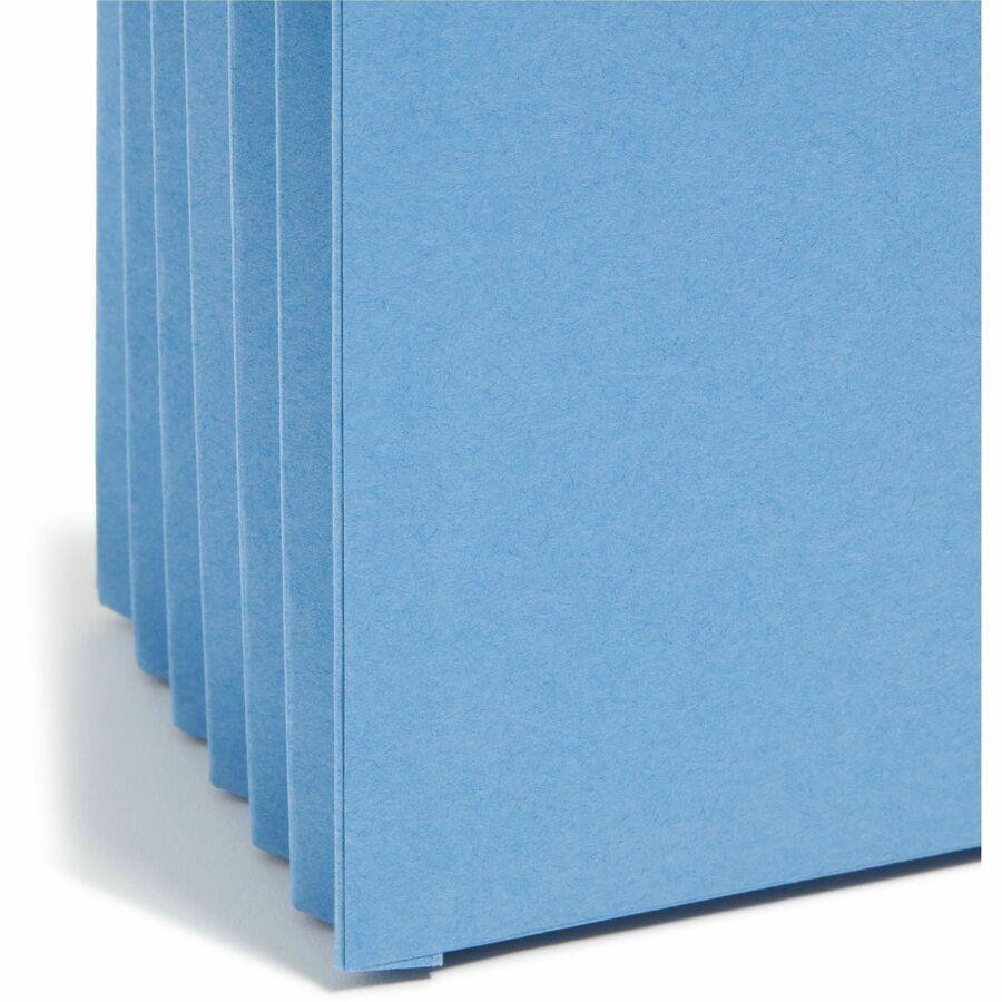 Smead Straight Tab Cut Letter Recycled File Pocket - 8 1/2" x 11" - 5 1/4" Expansion - Top Tab Location - 9 pt. - Blue -