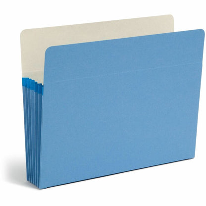Smead Straight Tab Cut Letter Recycled File Pocket - 8 1/2" x 11" - 5 1/4" Expansion - Top Tab Location - 9 pt. - Blue -