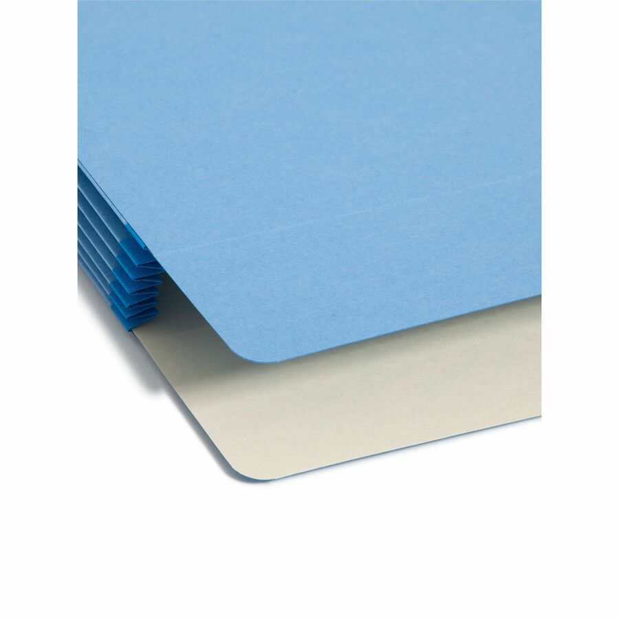 Smead Straight Tab Cut Letter Recycled File Pocket - 8 1/2" x 11" - 5 1/4" Expansion - Top Tab Location - 9 pt. - Blue -