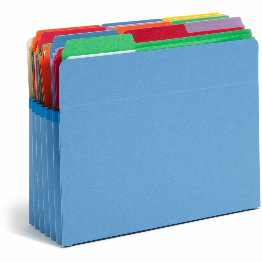 Smead Straight Tab Cut Letter Recycled File Pocket - 8 1/2" x 11" - 5 1/4" Expansion - Top Tab Location - 9 pt. - Blue -