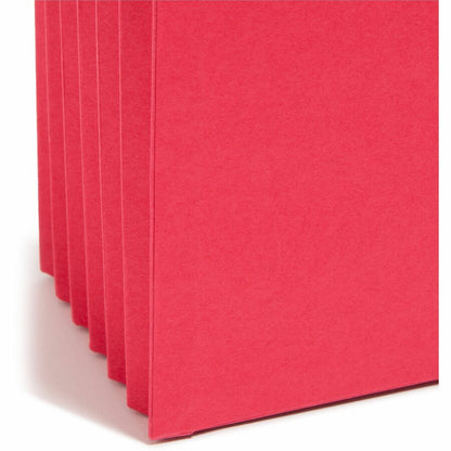 Smead Straight Tab Cut Letter Recycled File Pocket - 8 1/2" x 11" - 5 1/4" Expansion - Top Tab Location - Red - Tear Res