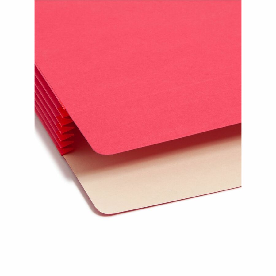 Smead Straight Tab Cut Letter Recycled File Pocket - 8 1/2" x 11" - 5 1/4" Expansion - Top Tab Location - Red - Tear Res