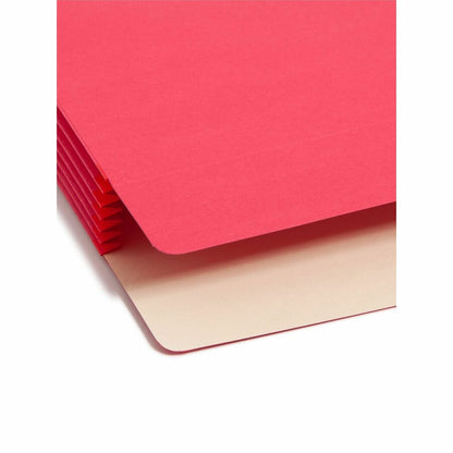 Smead Straight Tab Cut Letter Recycled File Pocket - 8 1/2" x 11" - 5 1/4" Expansion - Top Tab Location - Red - Tear Res