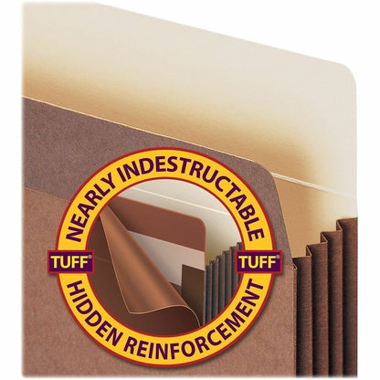 Smead TUFF Straight Tab Cut Letter Recycled File Pocket - 8 1/2" x 11" - 3 1/2" Expansion - 11 pt. - Redrope - 10 / Box