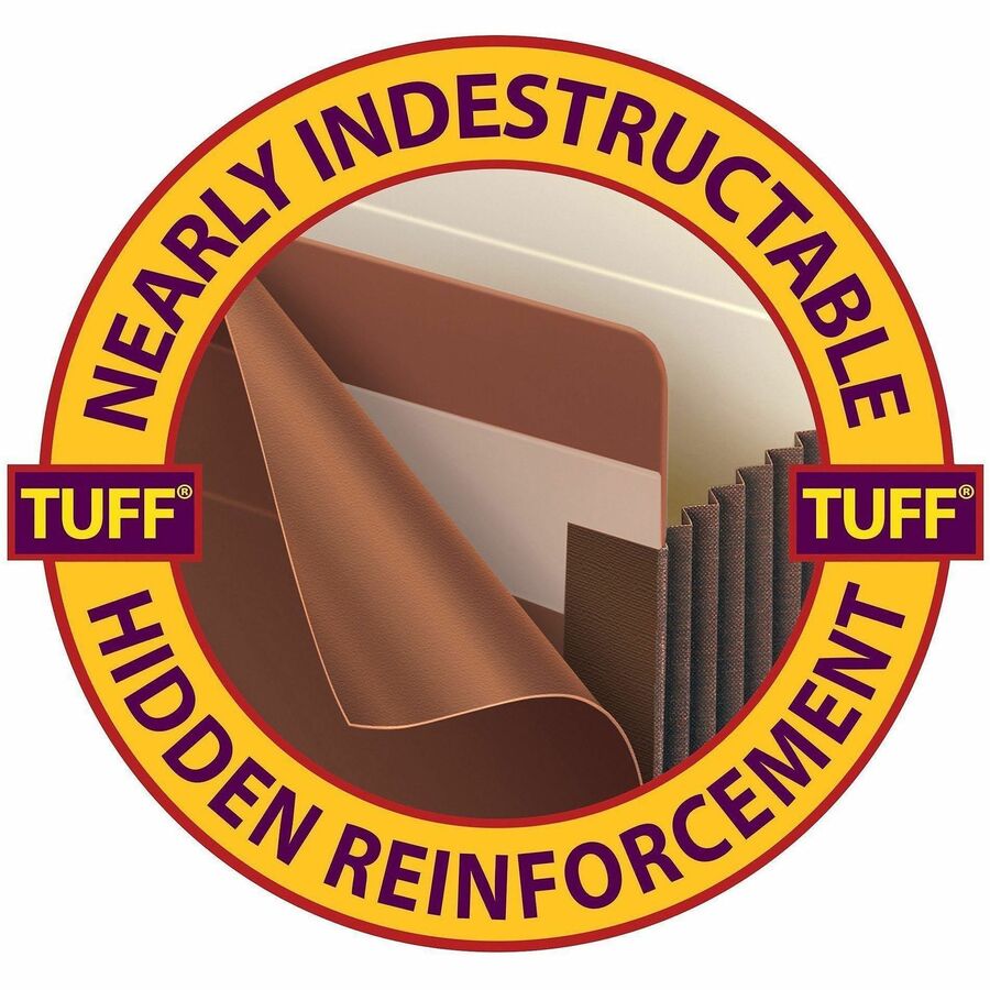 Smead TUFF Straight Tab Cut Letter Recycled File Pocket - 8 1/2" x 11" - 5 1/4" Expansion - 11 pt. - Redrope - 10 / Box