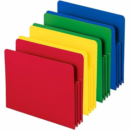 Smead Straight Tab Cut Letter File Pocket - 8 1/2" x 11" - 3 1/2" Expansion - Polypropylene - Blue, Green, Red, Yellow -