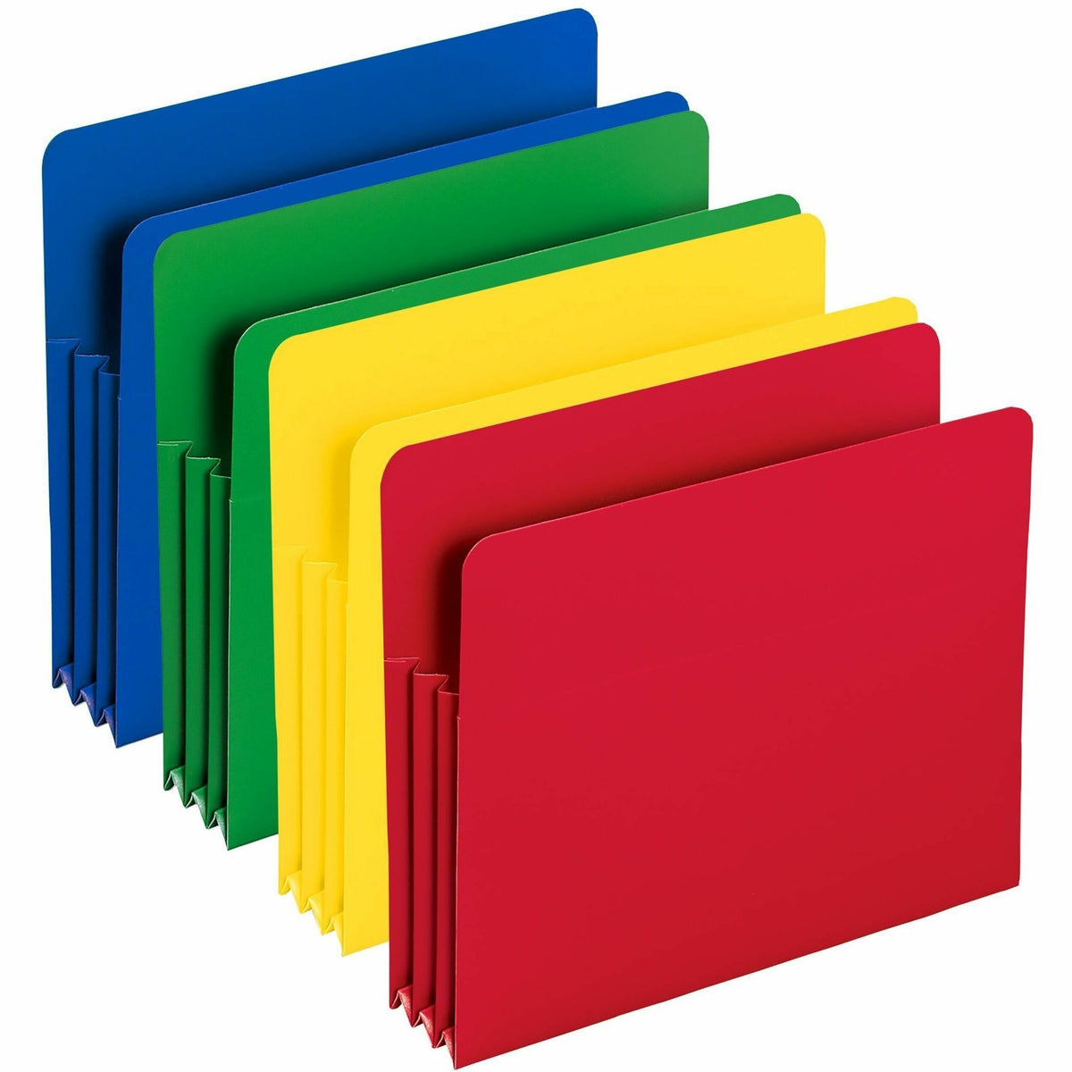 Smead Straight Tab Cut Letter File Pocket - 8 1/2" x 11" - 3 1/2" Expansion - Polypropylene - Blue, Green, Red, Yellow -