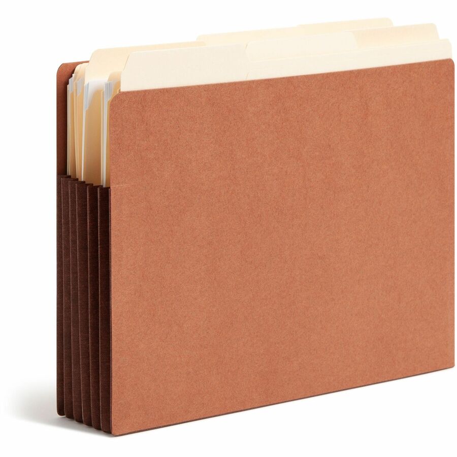 Smead Straight Tab Cut Letter Recycled File Pocket - 8 1/2" x 11" - 5 1/4" Expansion - 12.5 pt. - 2 Plys - Dark Brown - 