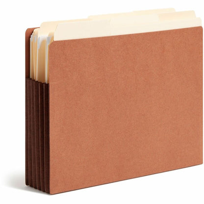 Smead Straight Tab Cut Letter Recycled File Pocket - 8 1/2" x 11" - 5 1/4" Expansion - 12.5 pt. - 2 Plys - Dark Brown - 
