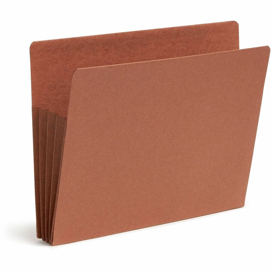 Smead TUFF Straight Tab Cut Letter Recycled File Pocket - 8 1/2" x 11" - 3 1/2" Expansion - 2 Plys - Redrope - 10 / Box
