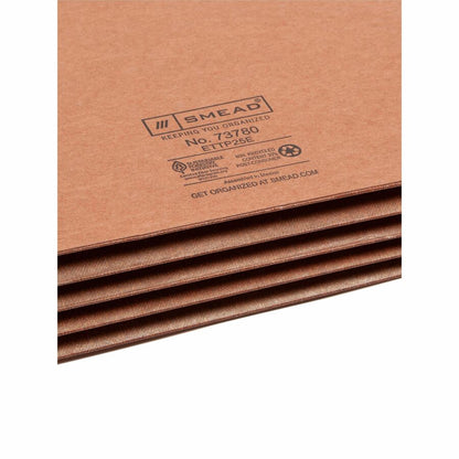 Smead TUFF Straight Tab Cut Letter Recycled File Pocket - 8 1/2" x 11" - 3 1/2" Expansion - 2 Plys - Redrope - 10 / Box
