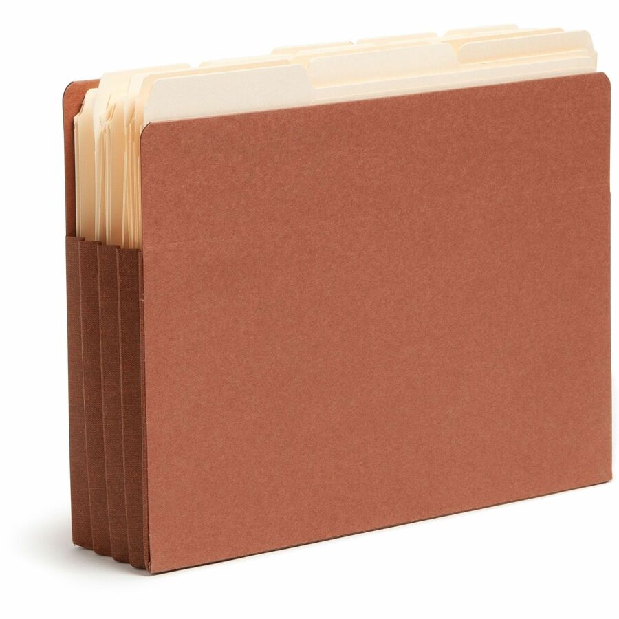 Smead TUFF Straight Tab Cut Letter Recycled File Pocket - 8 1/2" x 11" - 3 1/2" Expansion - 2 Plys - Redrope - 10 / Box