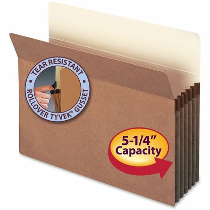 Smead Straight Tab Cut Letter Recycled File Pocket - 8 1/2" x 11" - 5 1/4" Expansion - Top Tab Location - 12.5 pt. - Red
