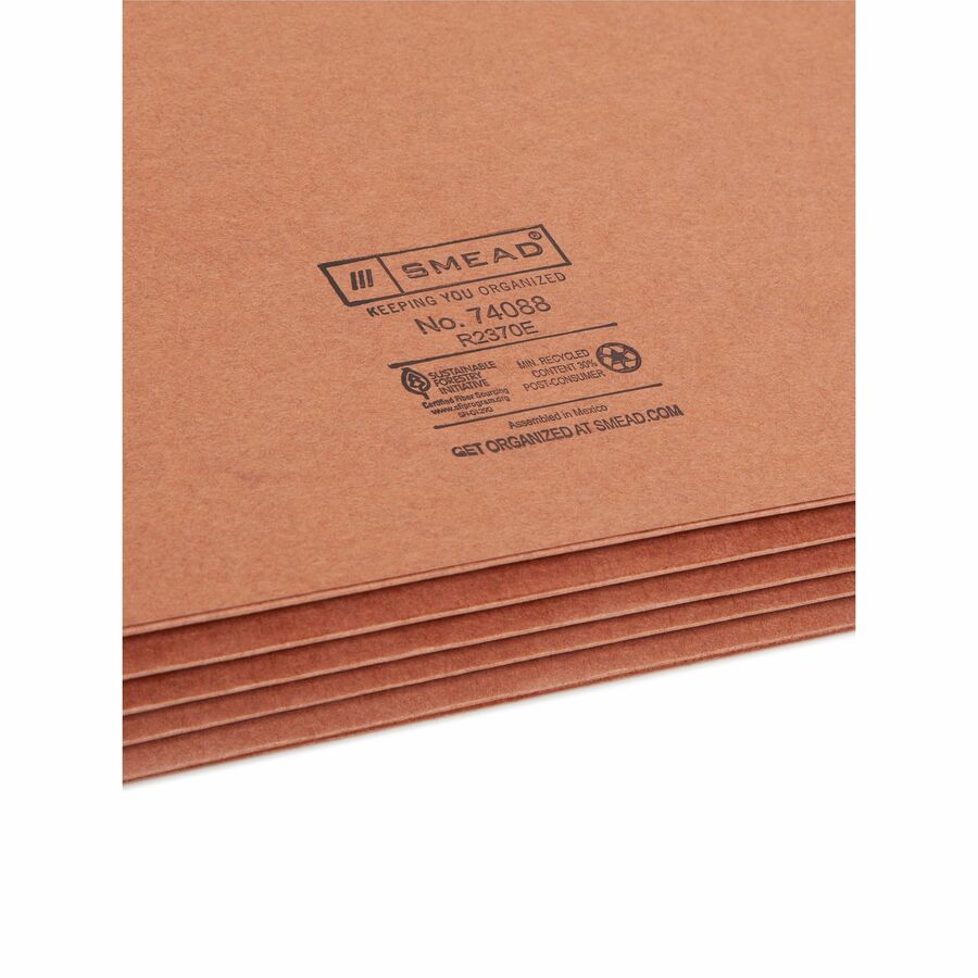 Smead 2/5 Tab Cut Legal Recycled File Pocket - 8 1/2" x 14" - 3 1/2" Expansion - Right Tab Position - 9 pt. - Redrope - 