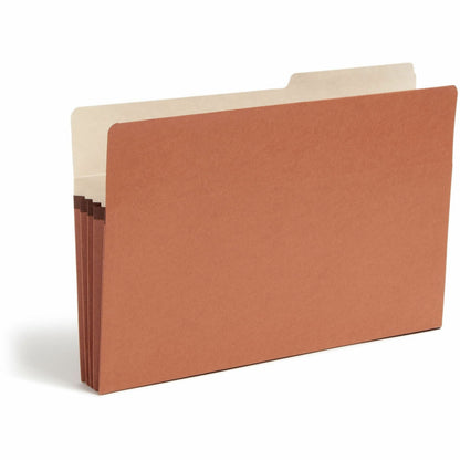 Smead 2/5 Tab Cut Legal Recycled File Pocket - 8 1/2" x 14" - 3 1/2" Expansion - Right Tab Position - 9 pt. - Redrope - 