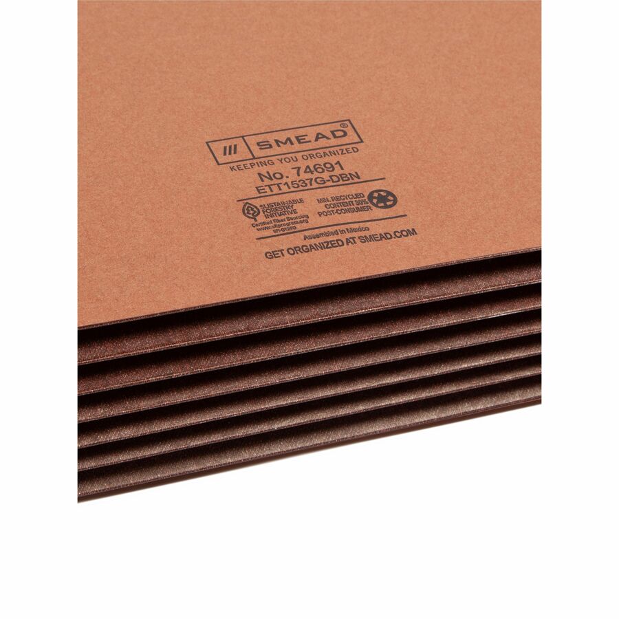Smead Straight Tab Cut Legal Recycled File Pocket - 8 1/2" x 14" - 5 1/4" Expansion - End Tab Location - 12.5 pt. - 2 Pl