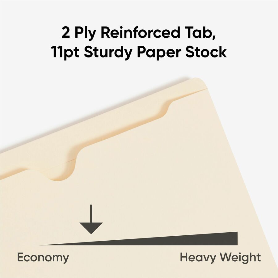 Smead Straight Tab Cut Letter Recycled File Jacket - 8 1/2" x 11" - 11 pt. - 2 Plys - Manila - Reinforced, Slip Resistan