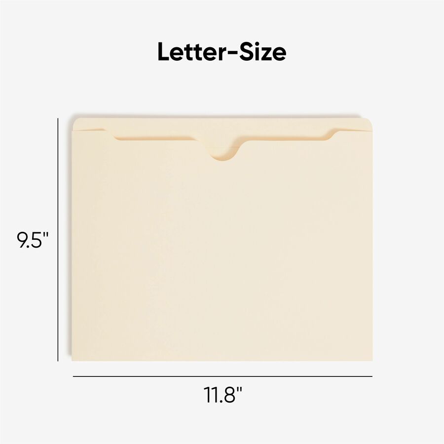 Smead Straight Tab Cut Letter Recycled File Jacket - 8 1/2" x 11" - 11 pt. - 2 Plys - Manila - Reinforced, Slip Resistan