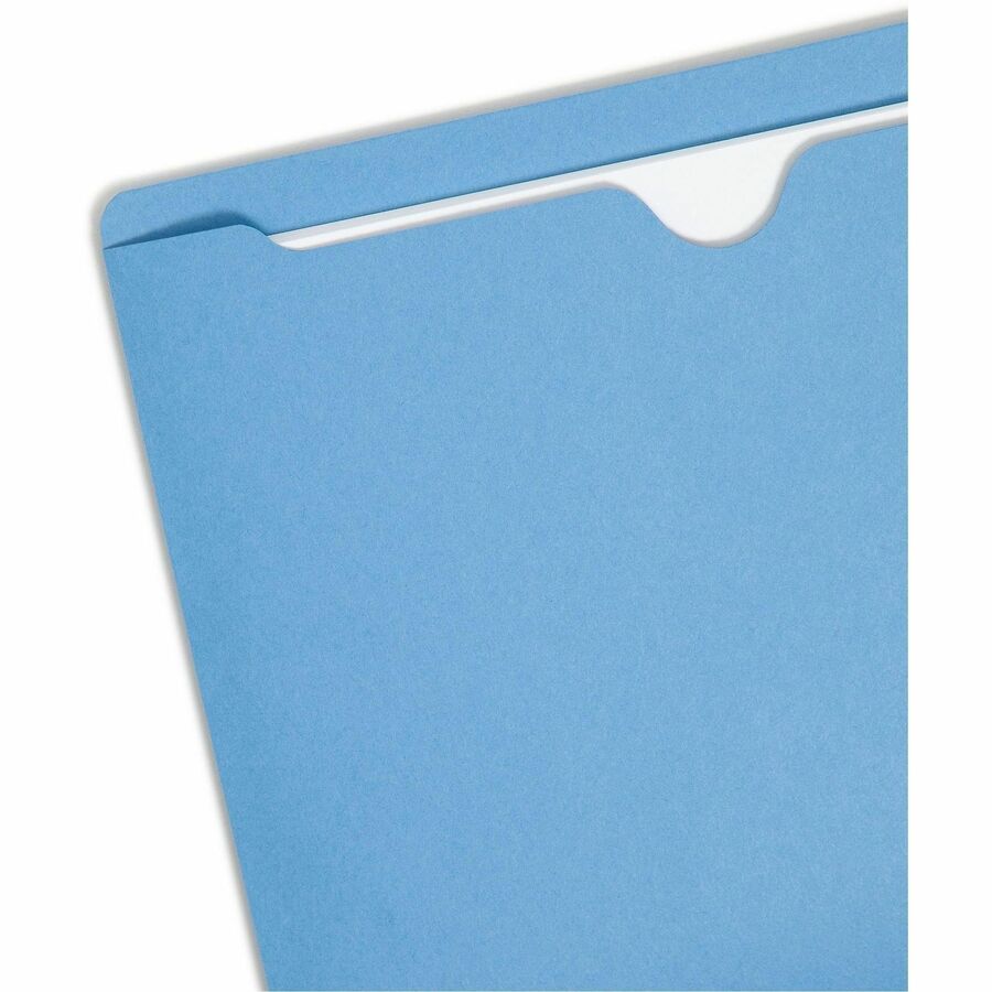 Smead Colored Straight Tab Cut Letter Recycled File Jacket - 8 1/2" x 11" - 11 pt. - 2 Plys - Blue - Slip Resistant, Rei