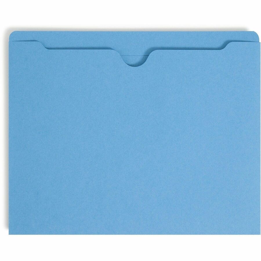 Smead Colored Straight Tab Cut Letter Recycled File Jacket - 8 1/2" x 11" - 11 pt. - 2 Plys - Blue - Slip Resistant, Rei