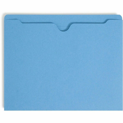 Smead Colored Straight Tab Cut Letter Recycled File Jacket - 8 1/2" x 11" - 11 pt. - 2 Plys - Blue - Slip Resistant, Rei