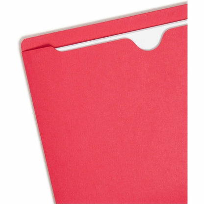 Smead Colored Straight Tab Cut Letter Recycled File Jacket - 8 1/2" x 11" - 11 pt. - 2 Plys - Red - Slip Resistant, Rein