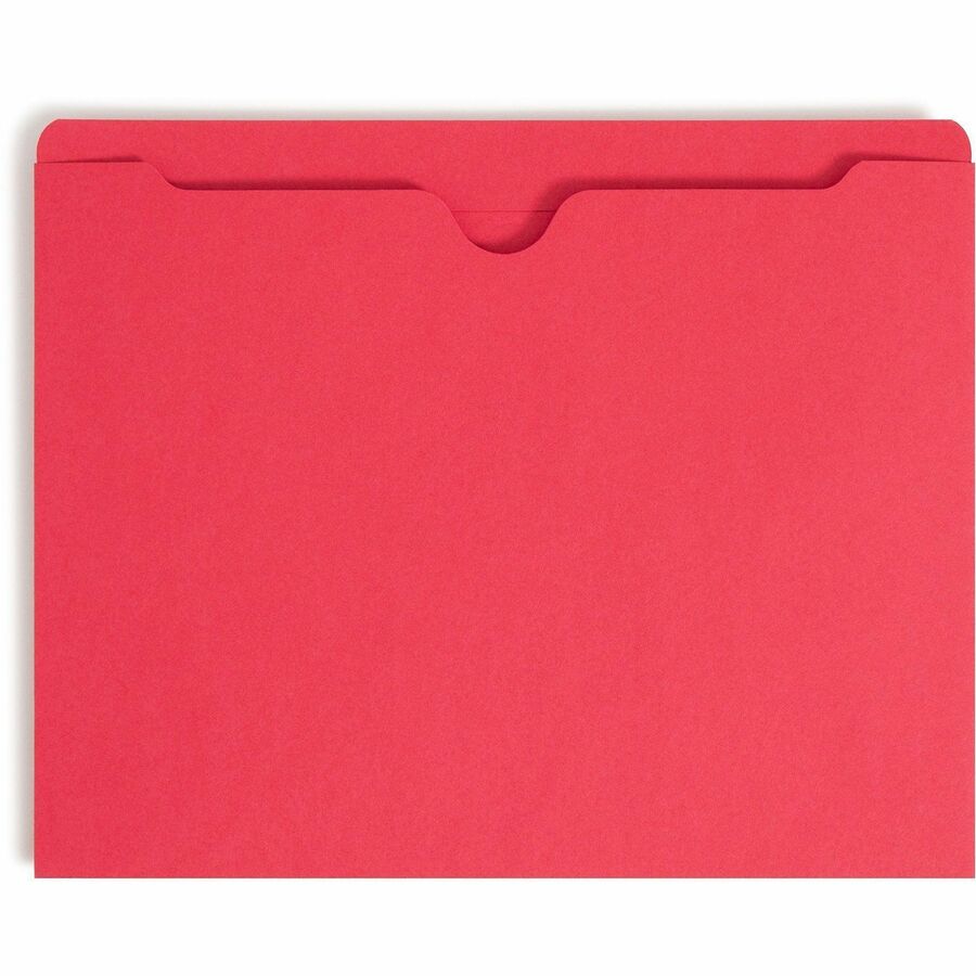 Smead Colored Straight Tab Cut Letter Recycled File Jacket - 8 1/2" x 11" - 11 pt. - 2 Plys - Red - Slip Resistant, Rein