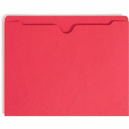 Smead Colored Straight Tab Cut Letter Recycled File Jacket - 8 1/2" x 11" - 11 pt. - 2 Plys - Red - Slip Resistant, Rein