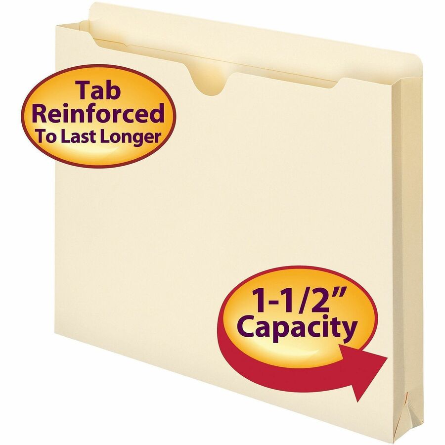 Smead Straight Tab Cut Letter Recycled File Jacket - 8 1/2" x 11" - 1 1/2" Expansion - 11 pt. - 2 Plys - Manila - 50 / B