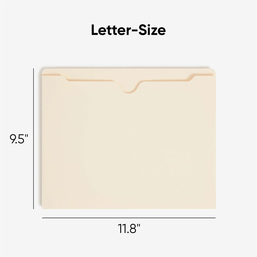 Smead Straight Tab Cut Letter Recycled File Jacket - 8 1/2" x 11" - 2" Expansion - 11 pt. - 2 Plys - Manila - Reinforced