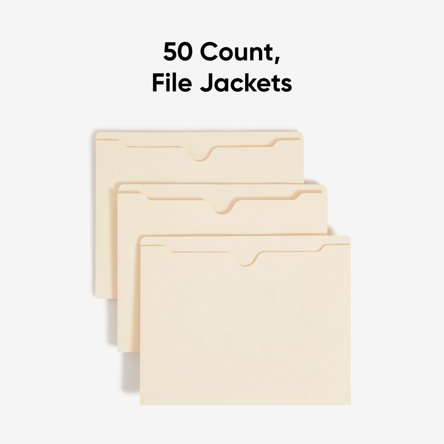 Smead Straight Tab Cut Letter Recycled File Jacket - 8 1/2" x 11" - 2" Expansion - 11 pt. - 2 Plys - Manila - Reinforced