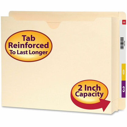 Smead Straight Tab Cut Letter Recycled File Jacket - 8 1/2" x 11" - 2" Expansion - 14 pt. - 2 Plys - Manila - 25 / Box