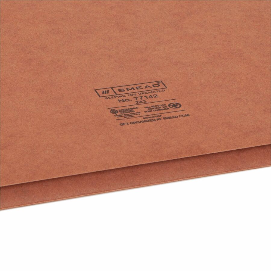 Smead Letter Recycled File Wallet - 8 1/2" x 11" - 600 Sheets Capacity - 2" Expansion - 12.5 pt. - Redrope - Redrope - H