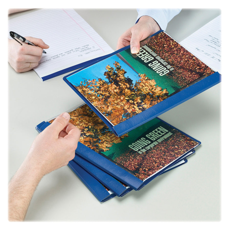 Smead Letter Recycled Report Cover - 8 1/2" x 11" - 3 Fastener - 1/2" for Folder - 12 pt. - Vinyl, Metal - Blue - 50% Re