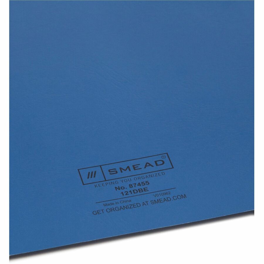 Smead Letter Report Cover - 8 1/2" x 11" - 3 Fastener - 1/2" for Folder - 12 pt. - Vinyl, Metal - Dark Blue - 50% Recycl