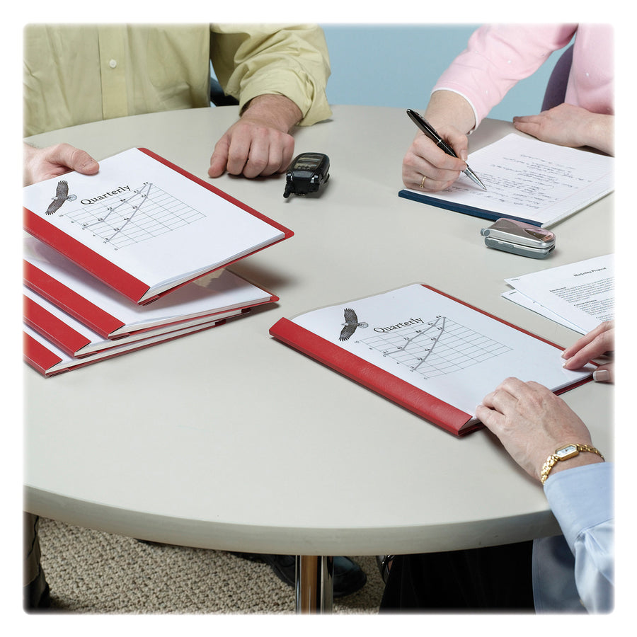 Smead Letter Recycled Report Cover - 8 1/2" x 11" - 3 Fastener - 1/2" for Folder - 12 pt. - Vinyl, Metal - Red - 50% Rec