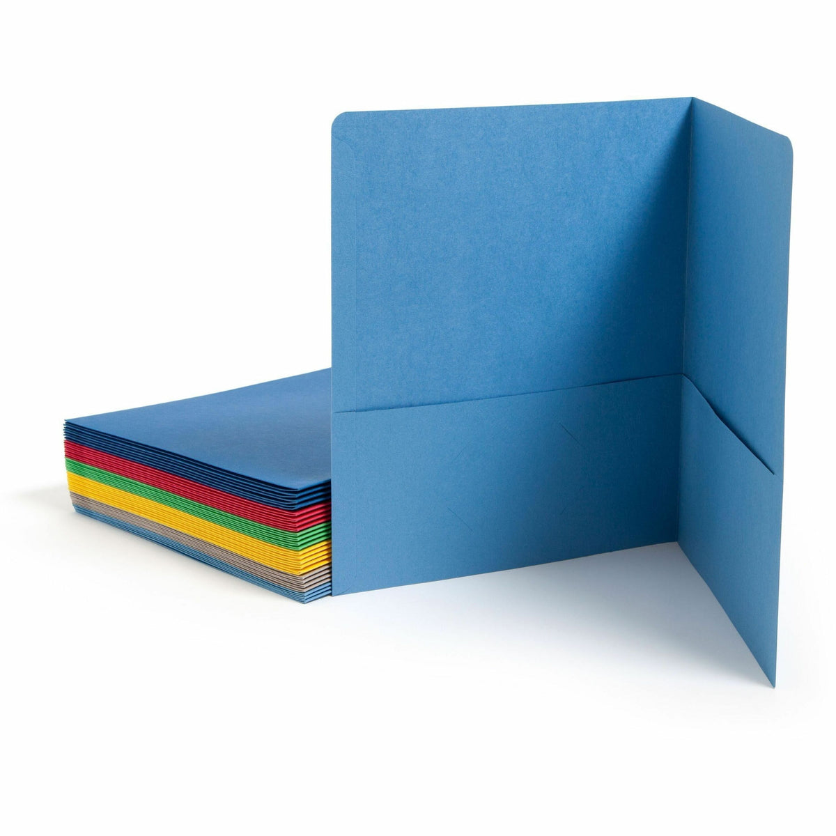 Smead Letter Recycled Pocket Folder - 8 1/2" x 11" - 2 Pocket - 11 pt. - Leatherette - Blue, Dark Blue, Gray, Green, Red