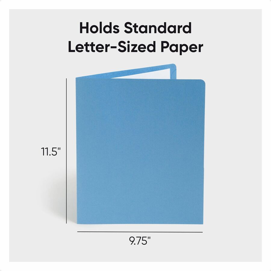 Smead Letter Recycled Pocket Folder - 8 1/2" x 11" - 2 Pocket - 11 pt. - Leatherette - Blue, Dark Blue, Gray, Green, Red