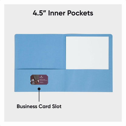 Smead Letter Recycled Pocket Folder - 8 1/2" x 11" - 2 Pocket - 11 pt. - Leatherette - Blue, Dark Blue, Gray, Green, Red
