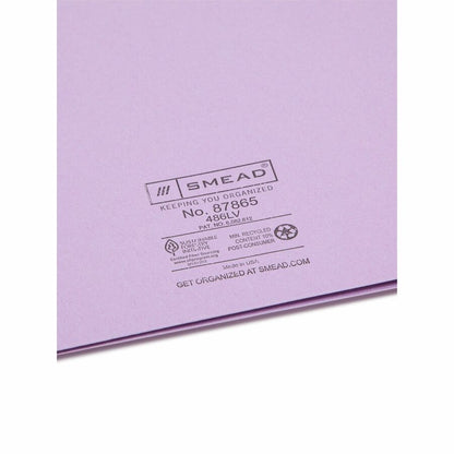 Smead Letter Recycled Pocket Folder - 1/2" Folder Capacity - 8 1/2" x 11" - 2 Pocket - 11 pt. - Leatherette - Lavender -