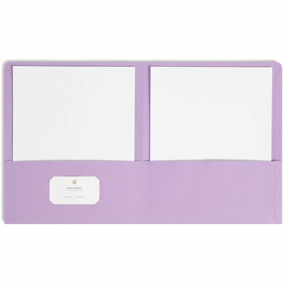 Smead Letter Recycled Pocket Folder - 1/2" Folder Capacity - 8 1/2" x 11" - 2 Pocket - 11 pt. - Leatherette - Lavender -