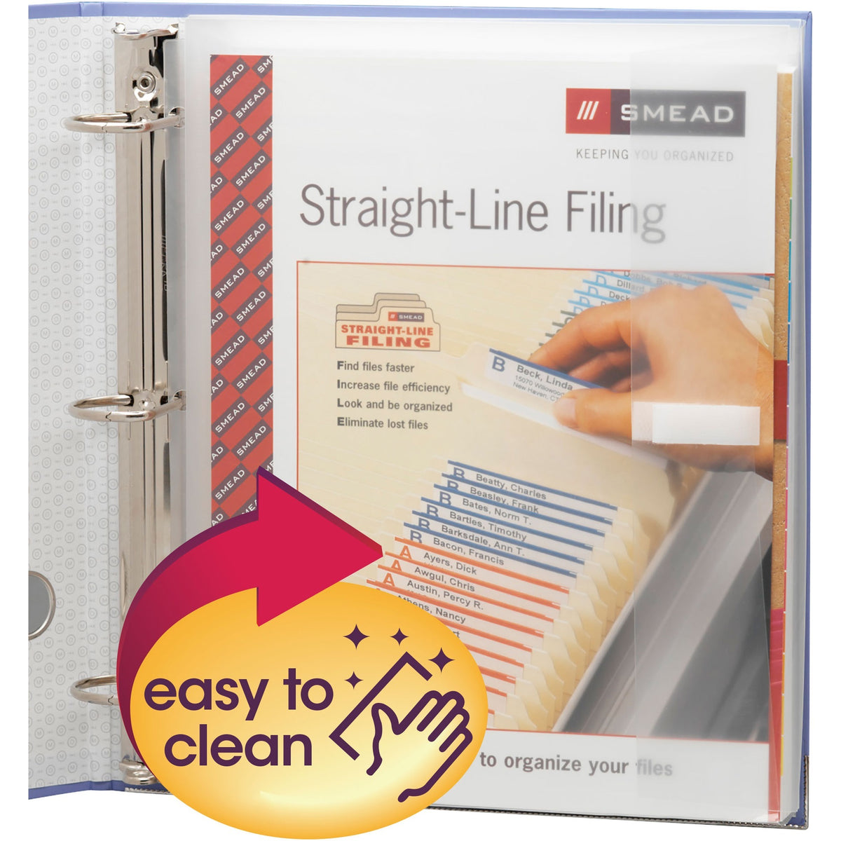 Smead Poly Three-Ring Envelope - For Letter 8 1/2" x 11" Sheet - 3 x Rings - Clear - Poly - 3 / Pack
