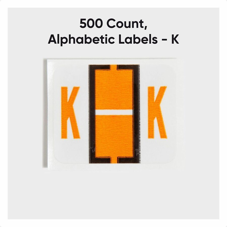 Smead BCCR Bar-Style Color-Coded Labels - K - x 1 1/4" Width x 1" Length - Light Orange - Laminated - 1 Roll