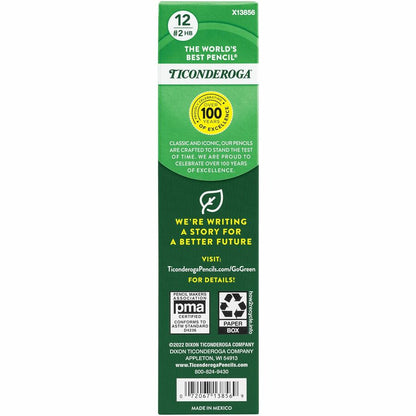 Ticonderoga Tri-Write Wooden Pencils - Black Lead - 2HB - Yellow Barrel - 1 Dozen