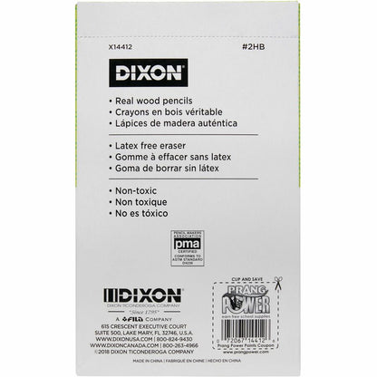 Dixon Woodcase No.2 Eraser Pencils - Black Lead - #2 - Yellow Barrel - 144 / Box