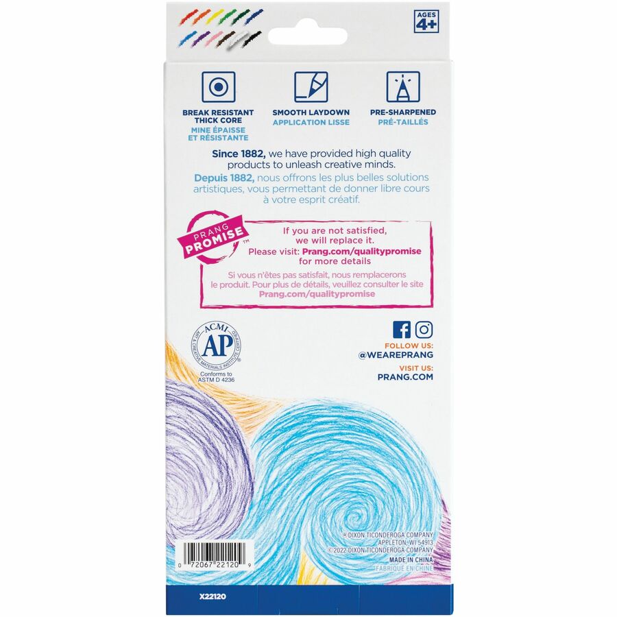 Prang Colored Pencils - Assorted Lead - Assorted Barrel - 12 / Set