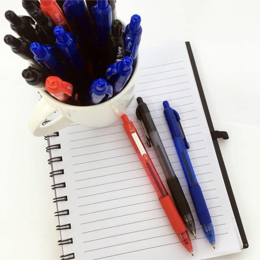 Zebra Z-Grip Retractable Ballpoint Pens - 1 mm Medium Pen Point - Retractable - Black Ink - Black Barrel - 12 / Dozen