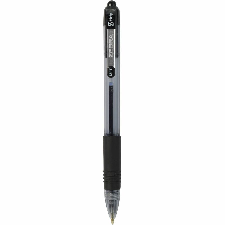 Zebra Z-Grip Retractable Ballpoint Pens - 1 mm Medium Pen Point - Retractable - Black Ink - Black Barrel - 12 / Dozen